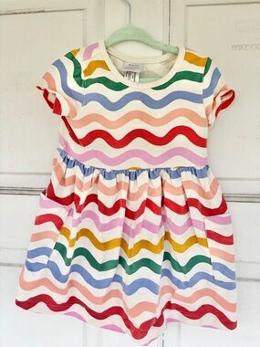 Hanna Andersson 2T Rainbow Stripe Dress Toddler Girls Pocket Dress